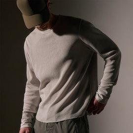 Cotton Linen Waffle Crew in Salt | James Perse Los Angeles