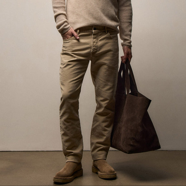 Cotton Moleskin 5 Pocket Pant in Light Khaki Pigment | James Perse Los Angeles