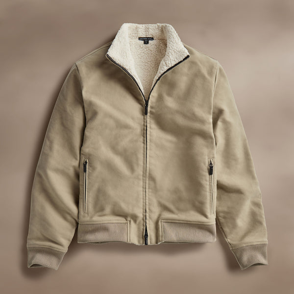 Cotton Moleskin Bomber Jacket in Overcast | James Perse Los Angeles