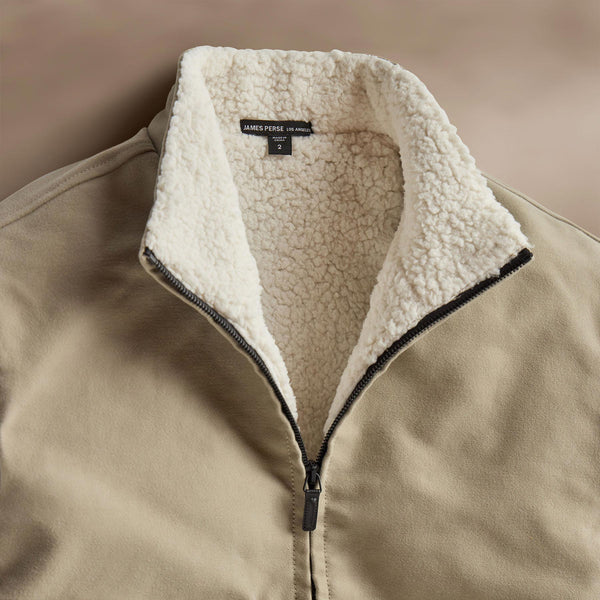 Cotton Moleskin Bomber Jacket in Overcast | James Perse Los Angeles
