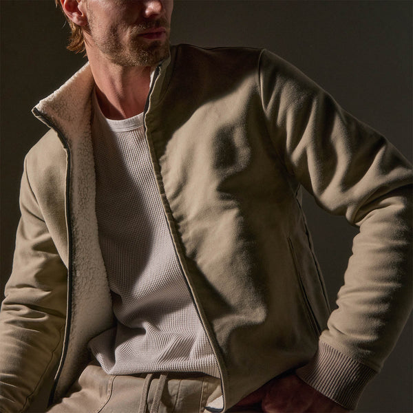 Cotton Moleskin Flight Jacket in Overcast | James Perse Los Angeles