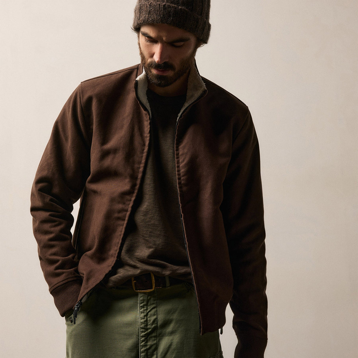 Cotton Moleskin Flight Jacket in Porcupine | James Perse Los Angeles