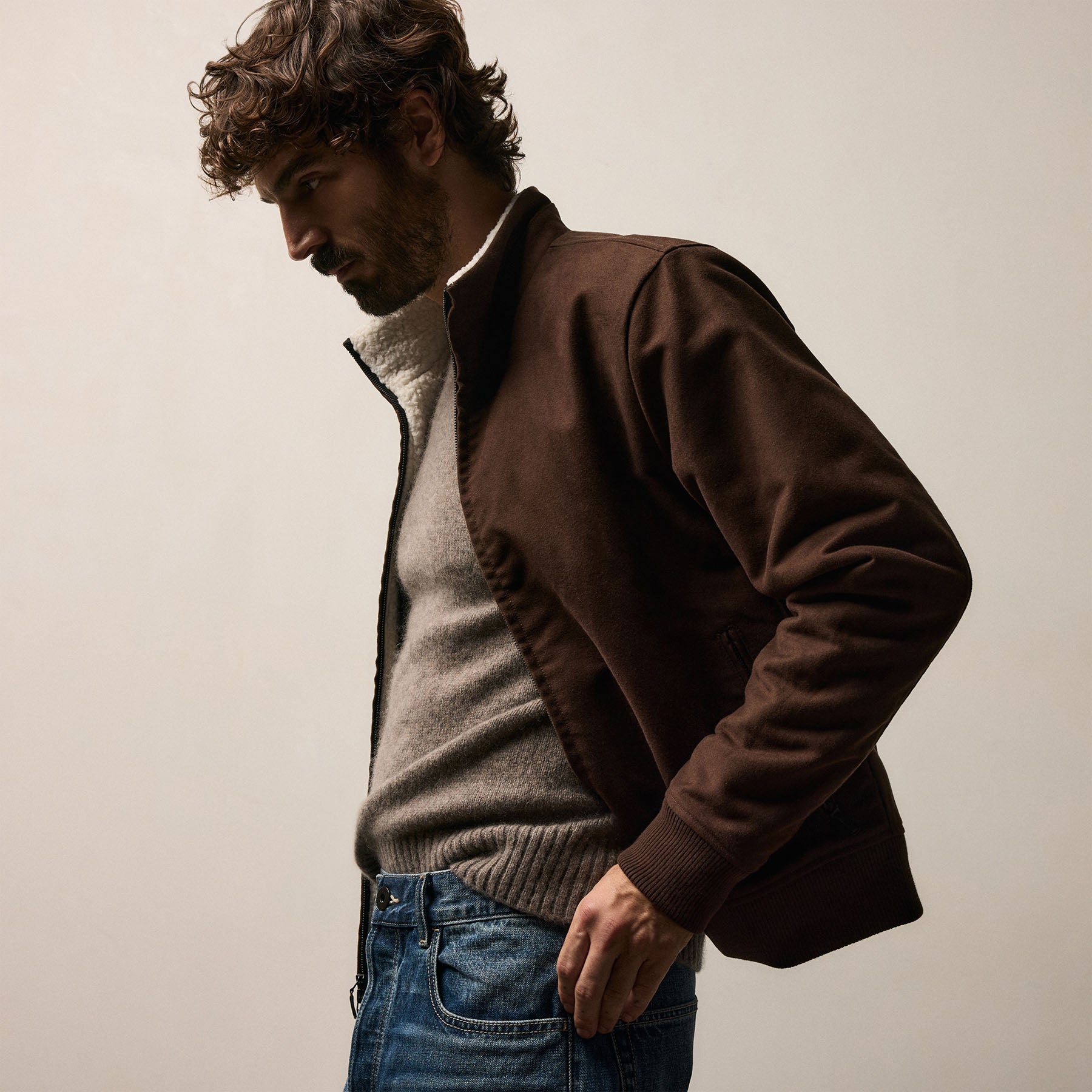 Cotton Moleskin Flight Jacket - Porcupine | James Perse Los Angeles