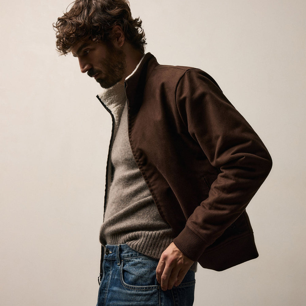 Cotton Moleskin Flight Jacket in Porcupine | James Perse Los Angeles