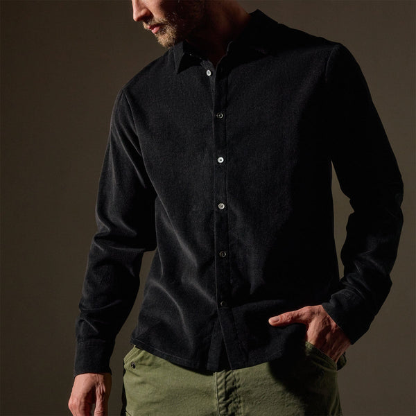 Cotton Cashmere Corduroy Shirt  in Black | James Perse Los Angeles