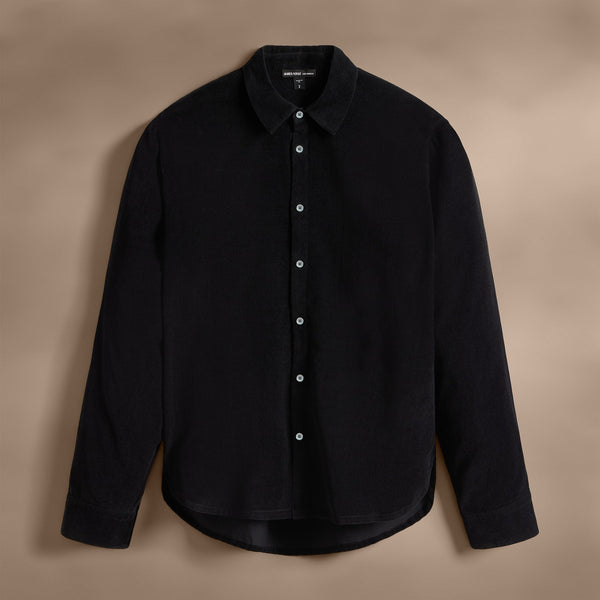 Cotton Cashmere Corduroy Shirt in Black | James Perse Los Angeles