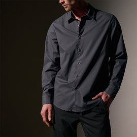 Slim Fit Stretch Poplin Shirt in Asphalt | James Perse Los Angeles