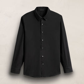 Stretch Poplin Shirt in Black | James Perse Los Angeles