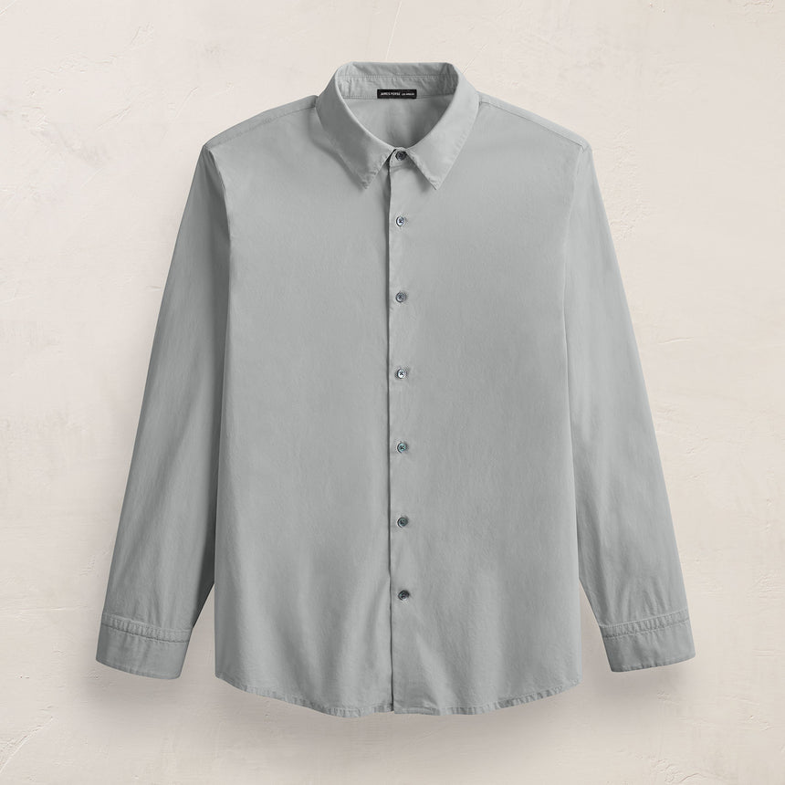 Slim Fit Stretch Poplin Shirt in Grey Sky | James Perse Los Angeles