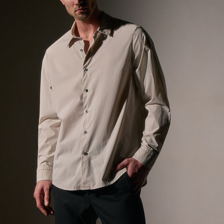 Slim Fit Stretch Poplin Shirt in Salt | James Perse Los Angeles