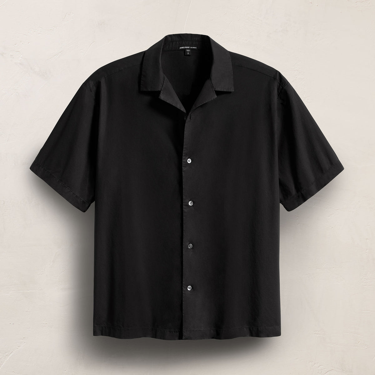 Oversized Stretch Poplin Short Sleeve Shirt in Black | James Perse Los Angeles
