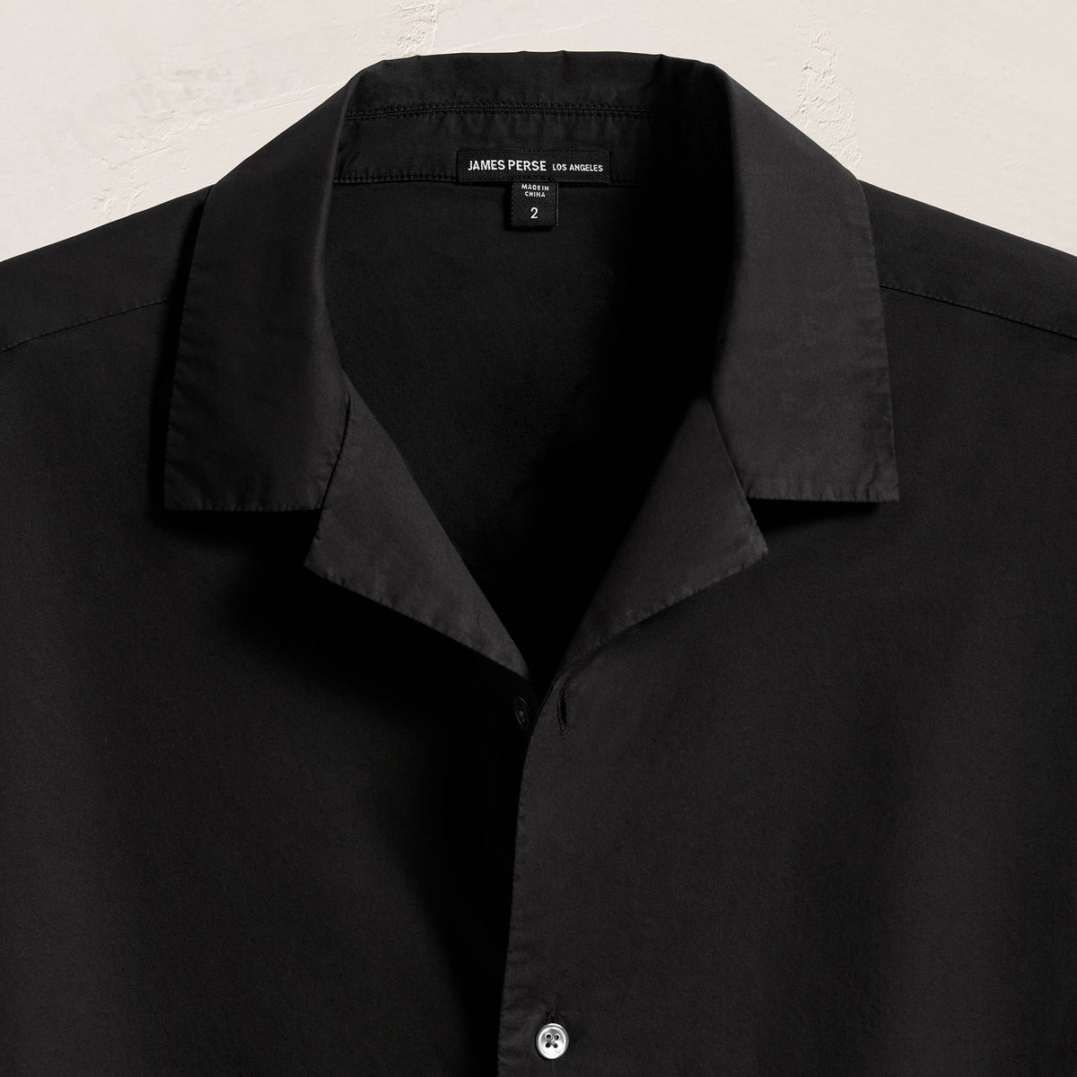 Oversized Stretch Poplin Short Sleeve Shirt in Black | James Perse Los Angeles