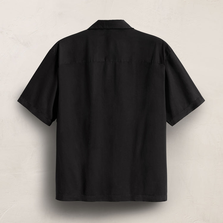 Oversized Stretch Poplin Short Sleeve Shirt in Black | James Perse Los Angeles