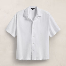 Oversized Stretch Poplin Short Sleeve Shirt in White | James Perse Los Angeles