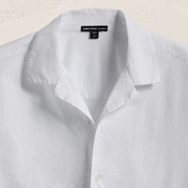 Oversized Stretch Poplin Short Sleeve Shirt in White | James Perse Los Angeles