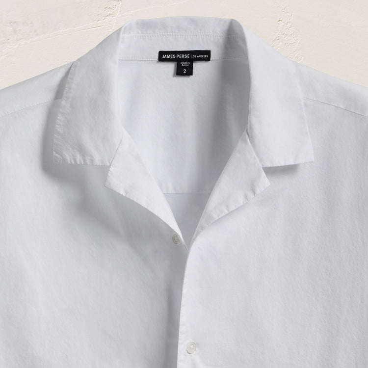 Oversized Stretch Poplin Short Sleeve Shirt in White | James Perse Los Angeles