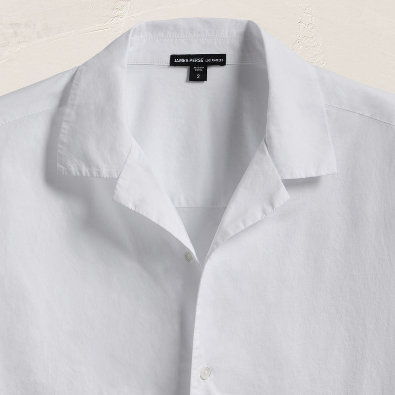 Oversized Stretch Poplin Short Sleeve Shirt in White | James Perse Los Angeles