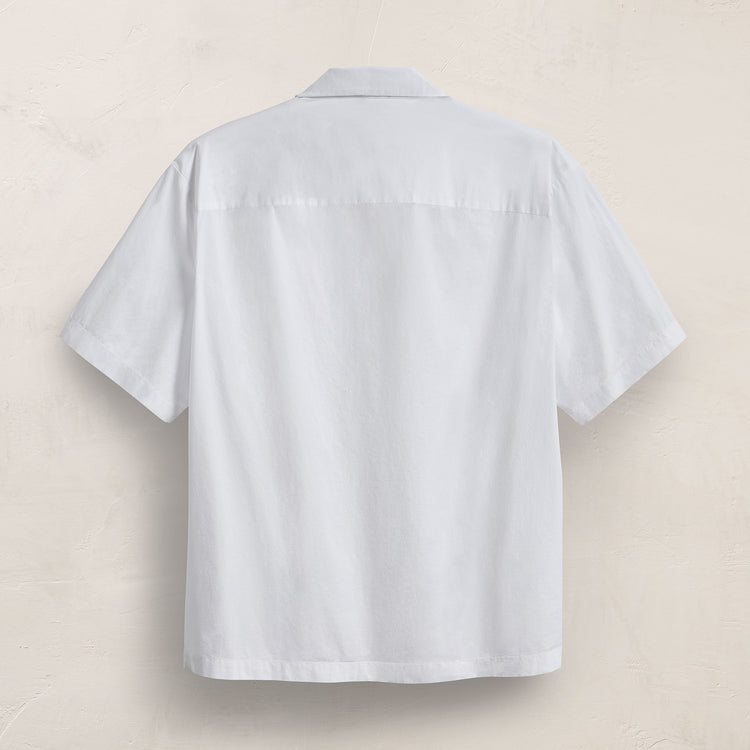 Oversized Stretch Poplin Short Sleeve Shirt in White | James Perse Los Angeles