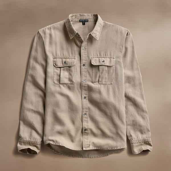 Cotton Wool Twll Utility Shirt in Overcast Pigment | James Perse Los Angeles