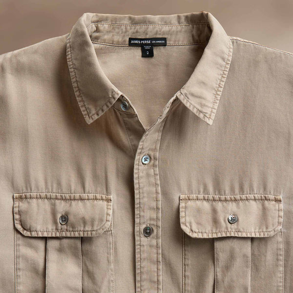 Cotton Wool Twll Utility Shirt in Overcast Pigment | James Perse Los Angeles