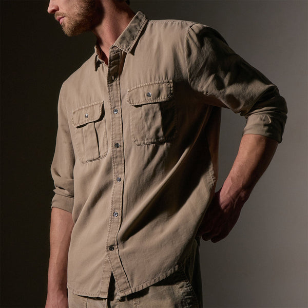 Cotton Wool Twll Utility Shirt in Overcast Pigment | James Perse Los Angeles