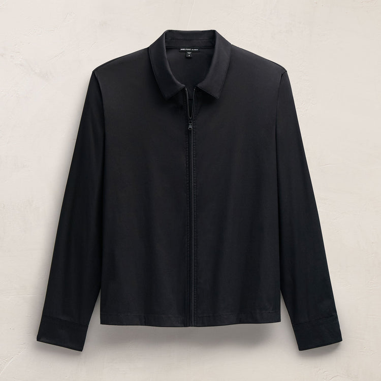 Zip Up Shirt in Black | James Perse Los Angeles