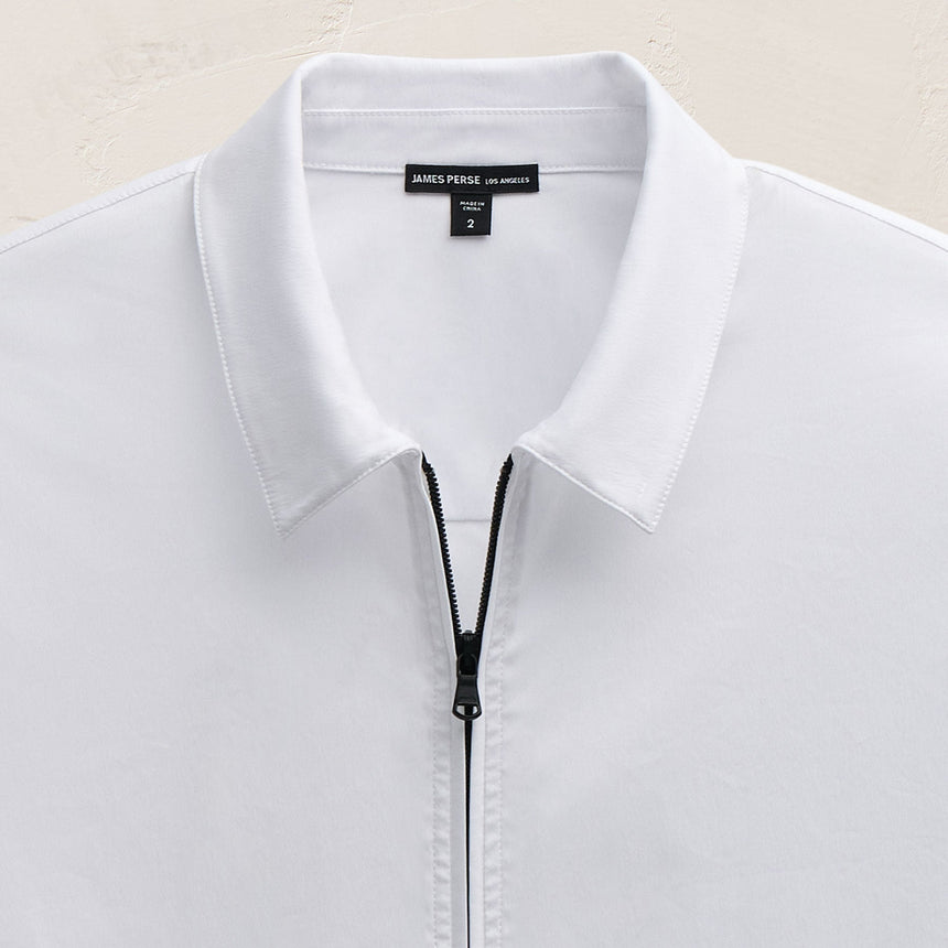 Zip Up Shirt in White | James Perse Los Angeles FLAT