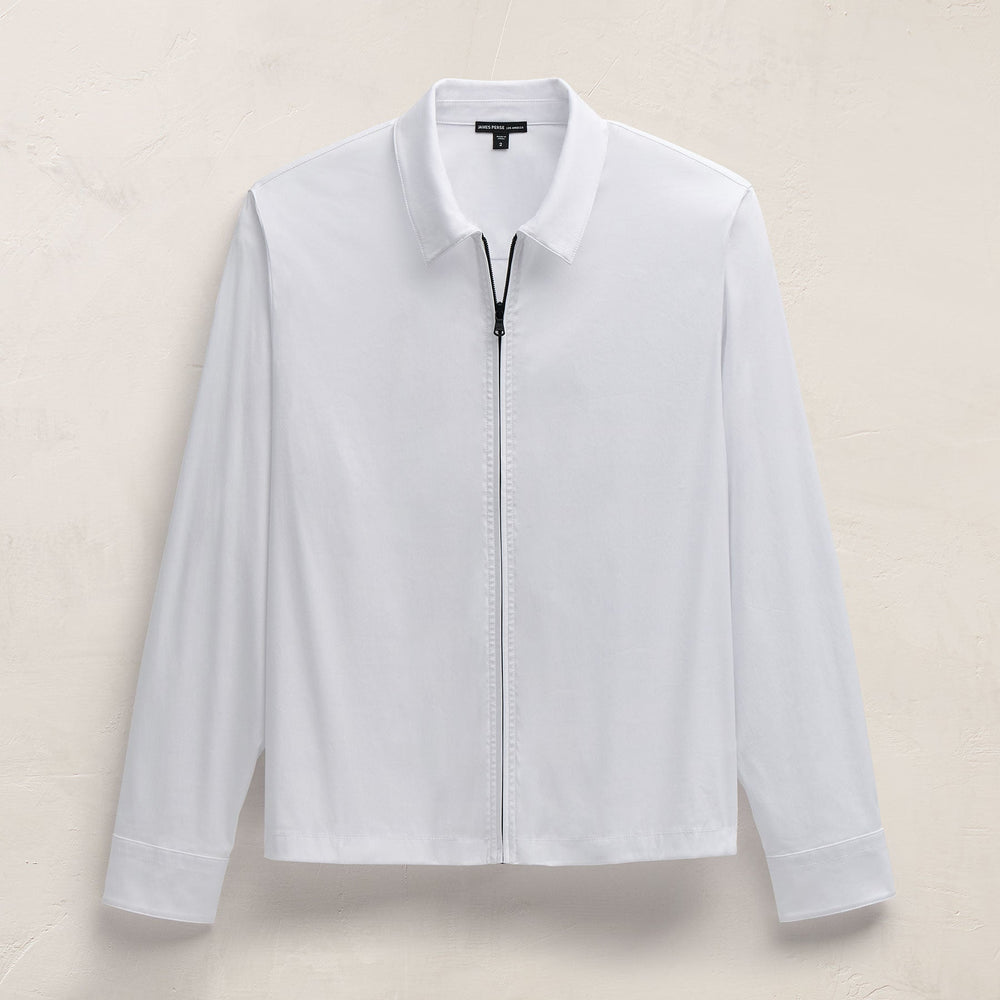 Zip Up Shirt in White | James Perse Los Angeles FLAT