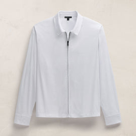 Zip Up Shirt in White | James Perse Los Angeles FLAT