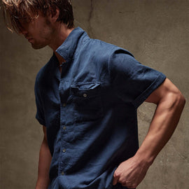 Cotton Linen Short Sleeve in Imperial Pigment | James Perse Los Angeles