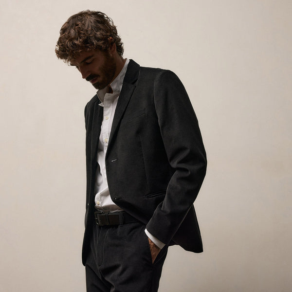 Cotton Cashmere Corduroy Suit Jacket in Black | James Perse Los Angeles
