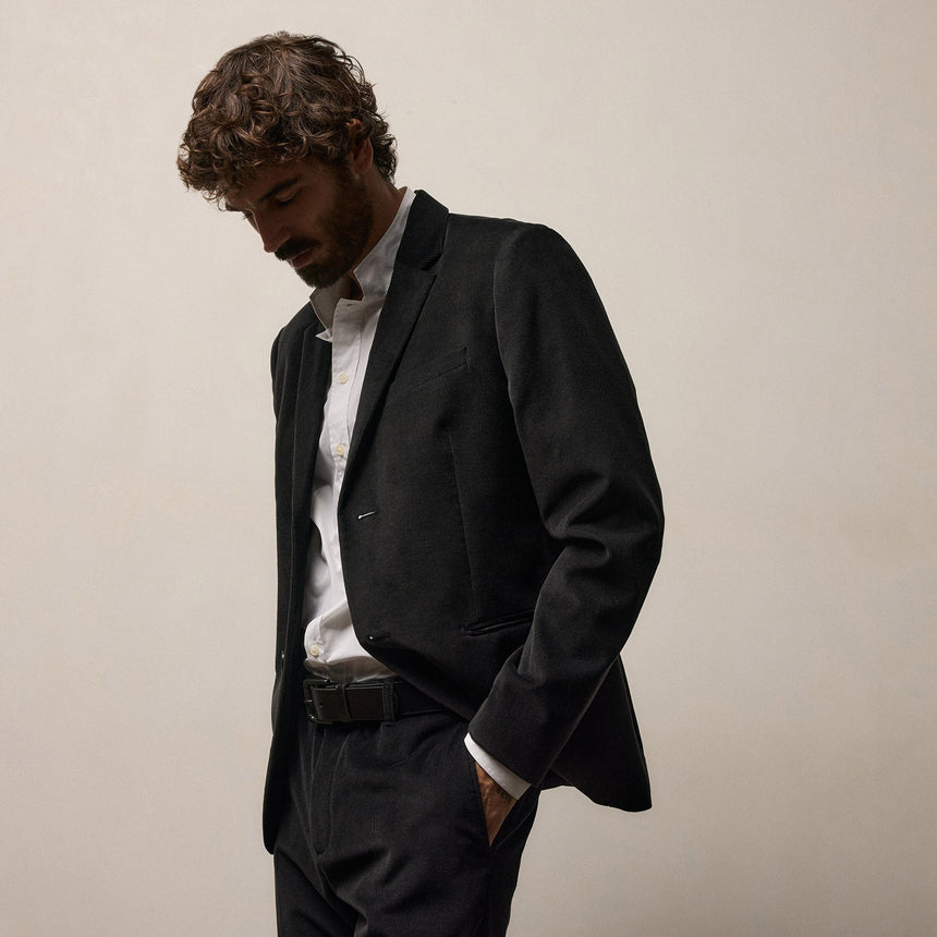 Cotton Cashmere Corduroy Suit Jacket in Black | James Perse Los Angeles