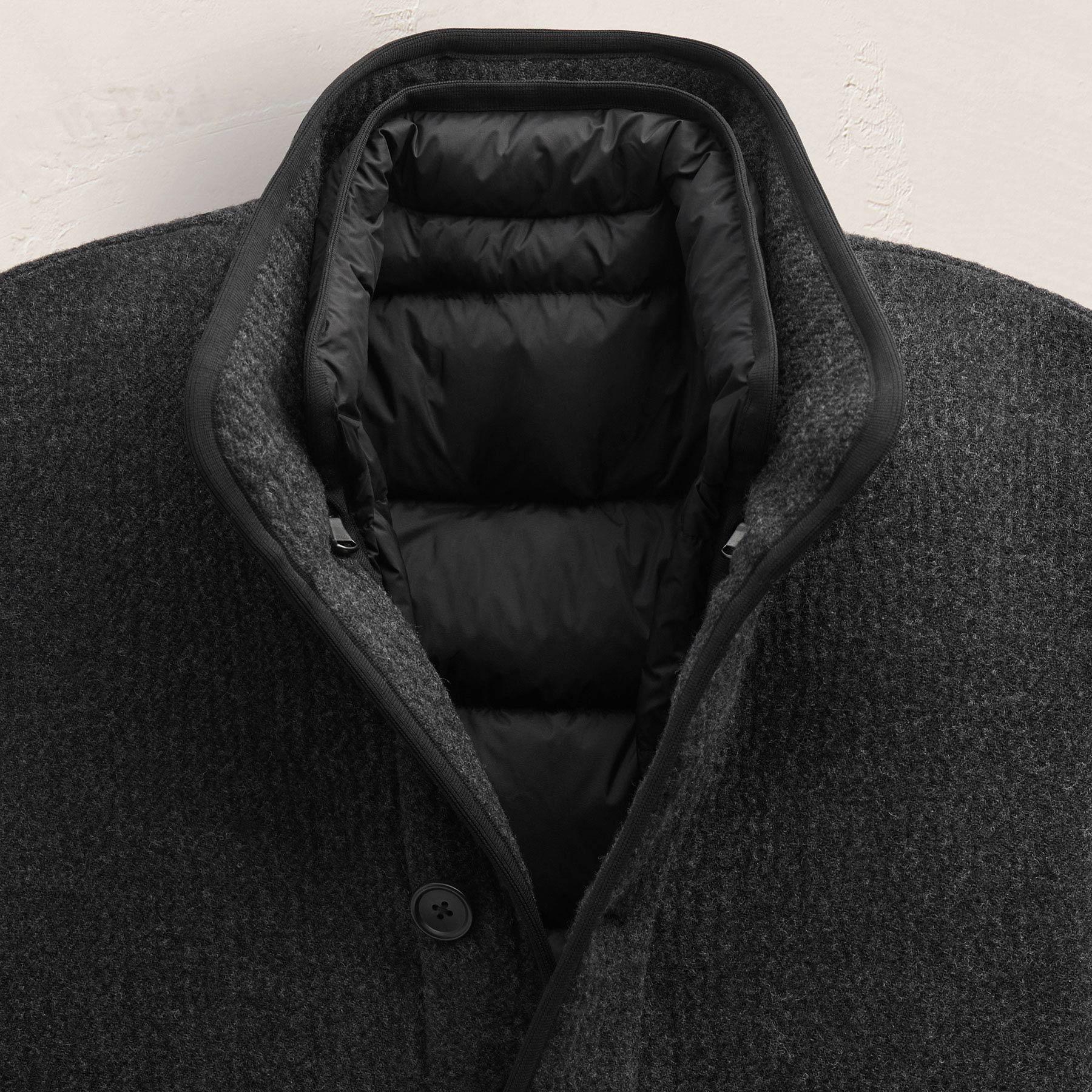 Double Faced Wool Jacket in Coal/Black | James Perse Los Angeles FLAT