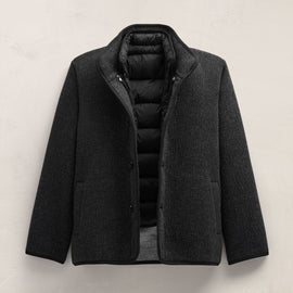 Double Faced Wool Jacket in Coal/Black | James Perse Los Angeles FLAT