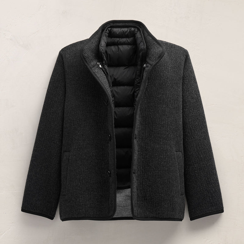 Double Faced Wool Jacket in Coal/Black | James Perse Los Angeles FLAT