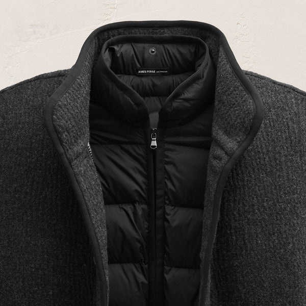 Double Faced Wool Jacket in Coal/Black | James Perse Los Angeles