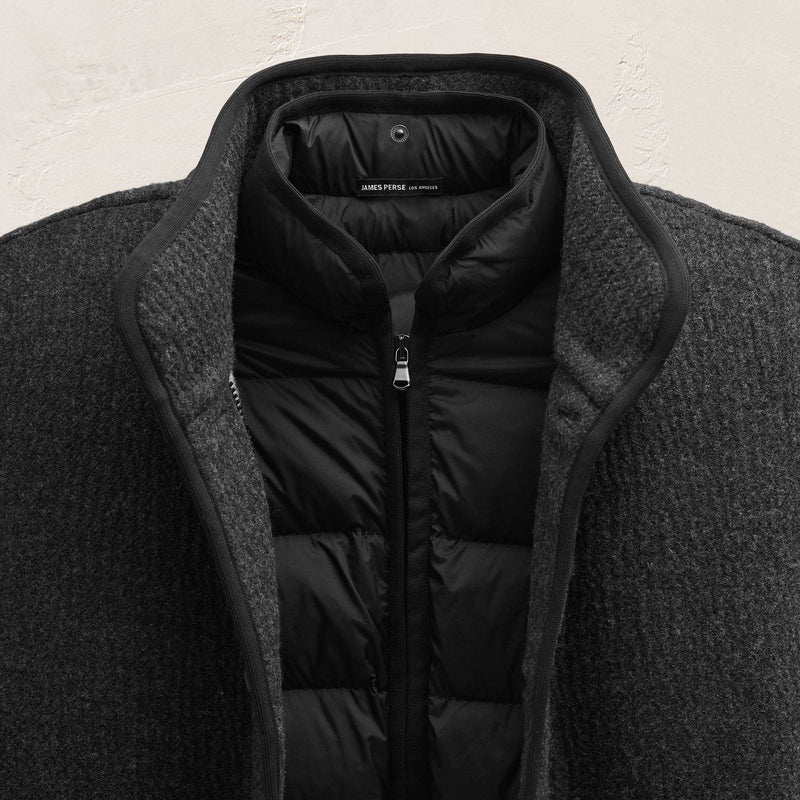 Double Faced Wool Jacket in Coal/Black | James Perse Los Angeles FLAT