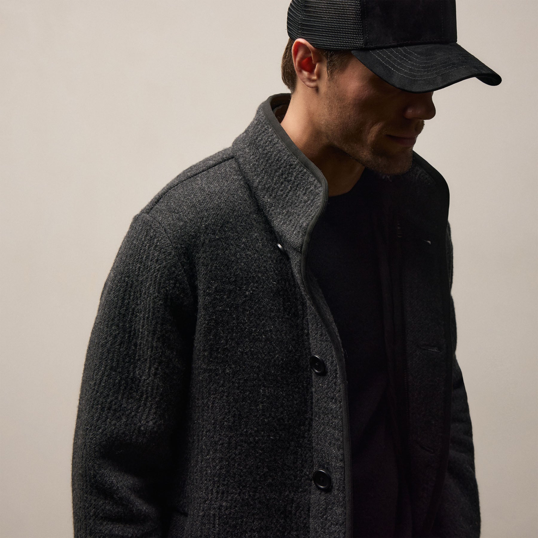 Double Faced Wool Jacket - Coal/Black | James Perse Los Angeles