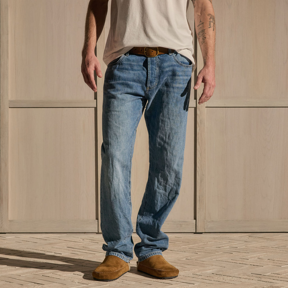 Classic Linen Denim Pant - Medium Wash