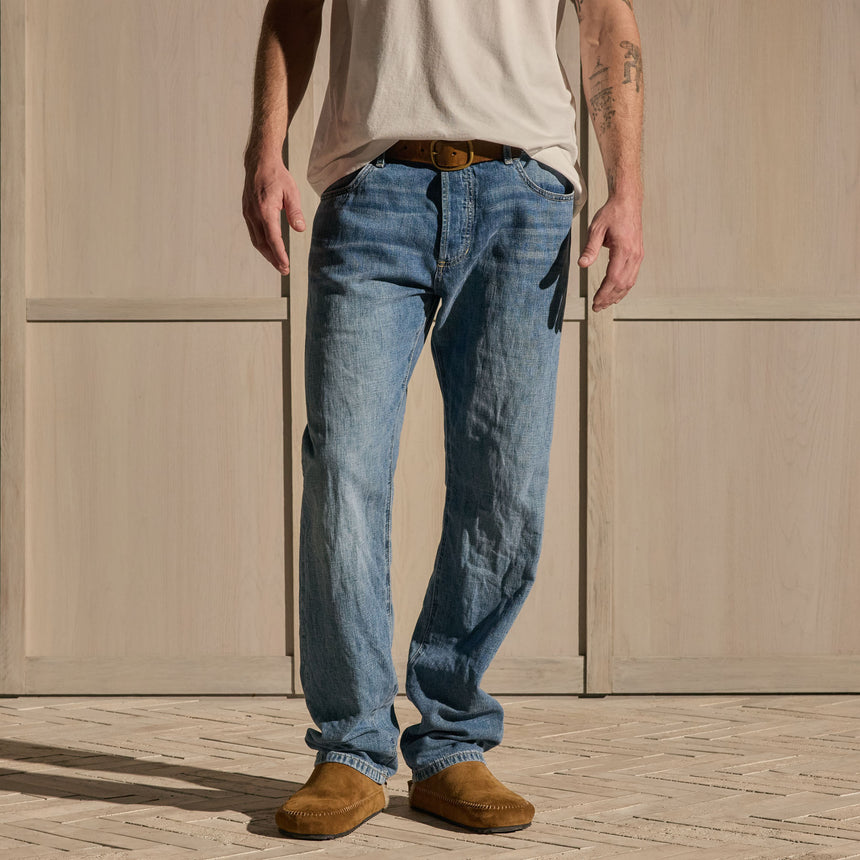 Classic Linen Denim Pant - Medium Wash