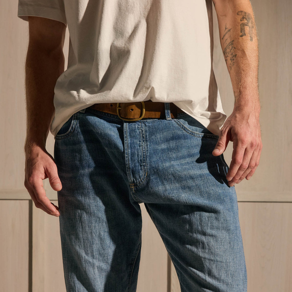 Classic Linen Denim Pant - Medium Wash