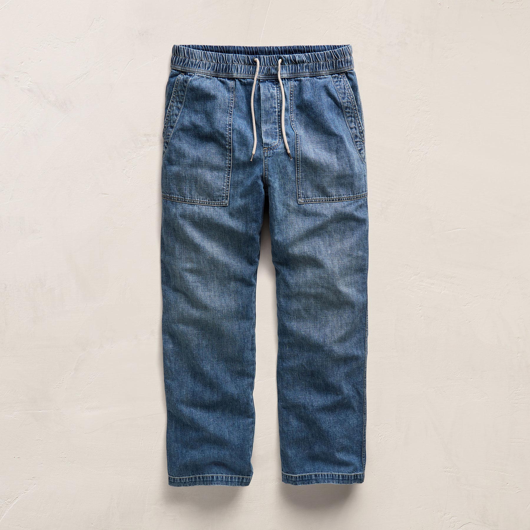 Linen Denim Drawstring Pant in Blue Wash | James Perse Los Angeles