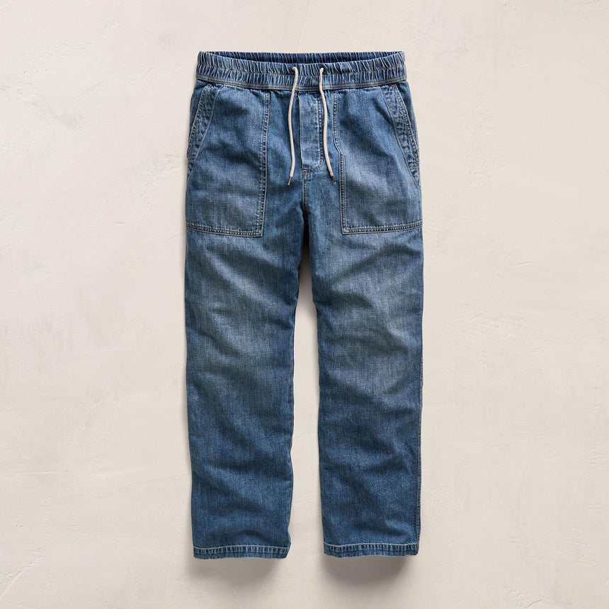 Linen Denim Drawstring Pant in Blue Wash | James Perse Los Angeles