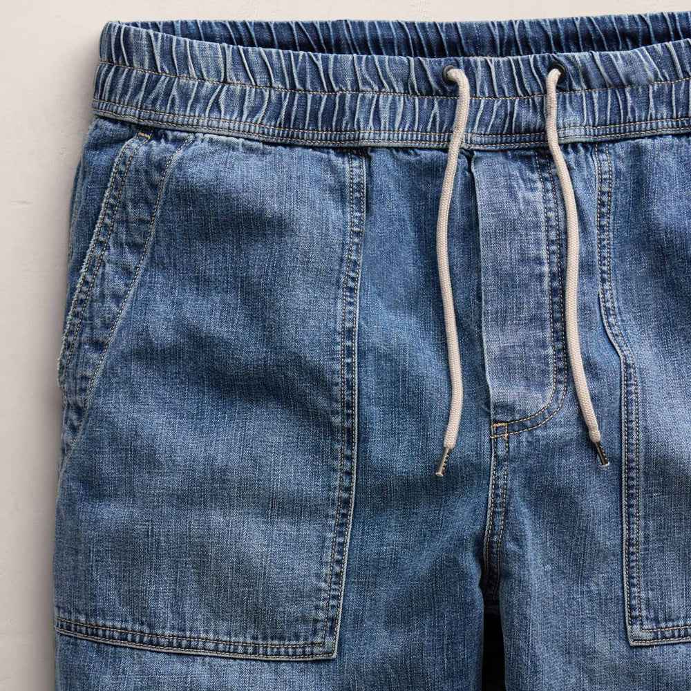 Linen Denim Drawstring Pant in Blue Wash | James Perse Los Angeles