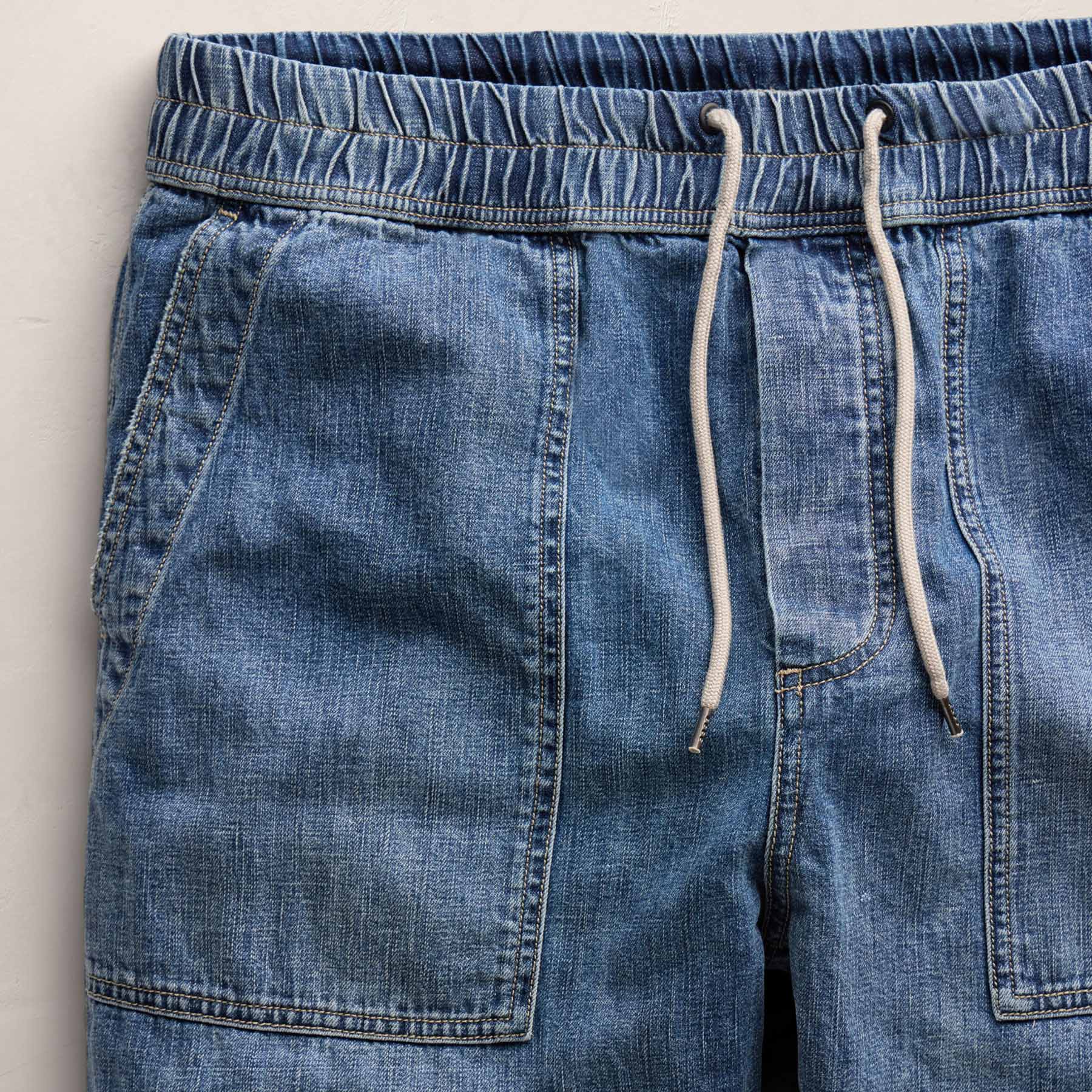 Linen Denim Drawstring Pant in Blue Wash | James Perse Los Angeles
