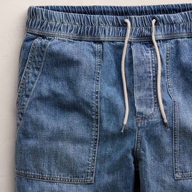 Linen Denim Drawstring Pant in Blue Wash | James Perse Los Angeles