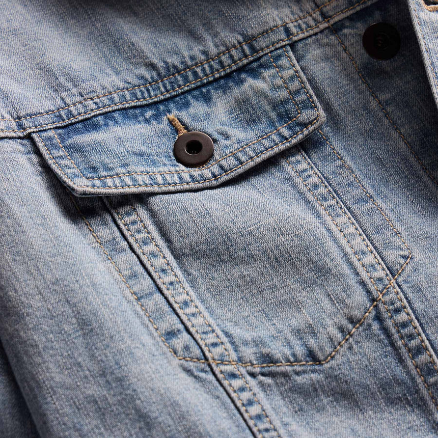 Linen Denim Trucker Jacket in Light Wash | James Perse Los Angeles