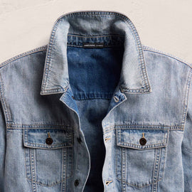 Linen Denim Trucker Jacket in Light Wash | James Perse Los Angeles
