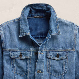 Linen Denim Trucker Jacket in Medium Wash | James Perse Los Angeles