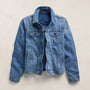 Linen Denim Trucker Jacket in Medium Wash | James Perse Los Angeles